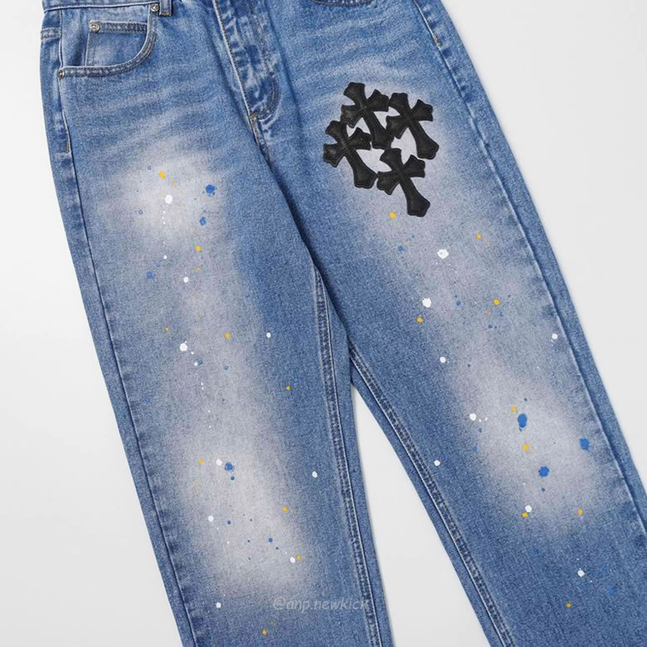 Chrome Hearts Blue Speckle Jeans Cross (3) - newkick.vip